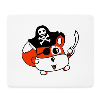 Little Cute Captain Fox Pirate Animal Eye Patch - Mouse Pad (horizontal) - white - Front