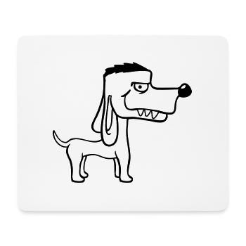 Chien Se Tient Méchant Méchant Dents Dangereuses Monstre Fun - Tapis de souris (format paysage) - blanc - Devant