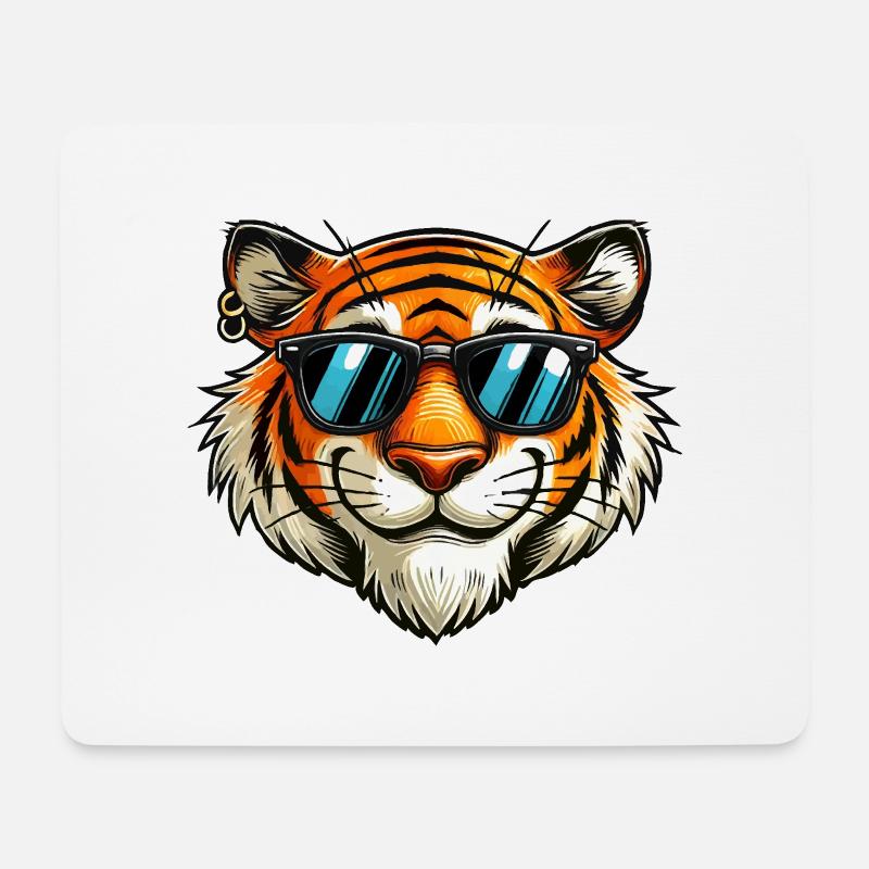 Tiger Sonnenbrille - Mousepad (Querformat) - Weiß
