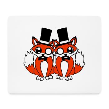 2 Foxes Friends Top Hat Men's Monocle Glasses - Mouse Pad (horizontal) - white - Front