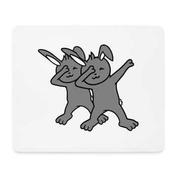 2 Bunnies Dabbing Dab Dance Pose Dancing Friends Team - Mouse Pad (horizontal) - white - Front