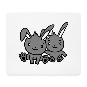 2 Bunnies Friends Team Crew Couple Two Lucky - Mouse Pad (horizontal) - white - Front
