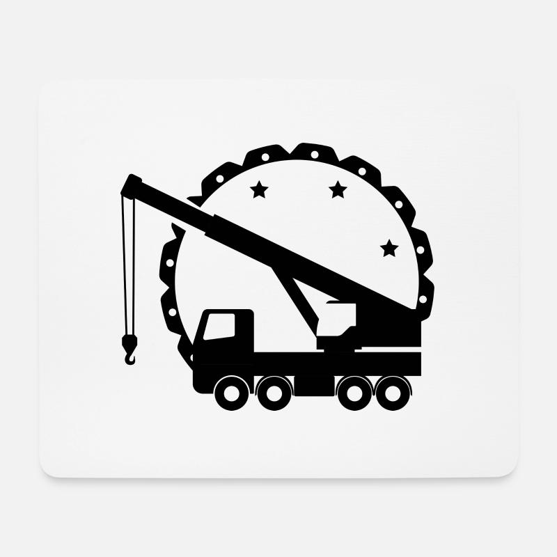 Baufahrzeug - Lastkraftwagen Baustelle Kran - Mousepad (Querformat) - Weiß
