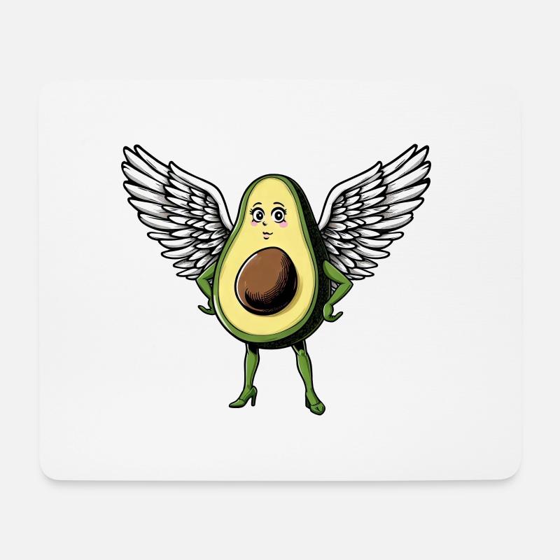 Elegante Avocado Engel Dame mit Flügeln - Mousepad (Querformat) - Weiß