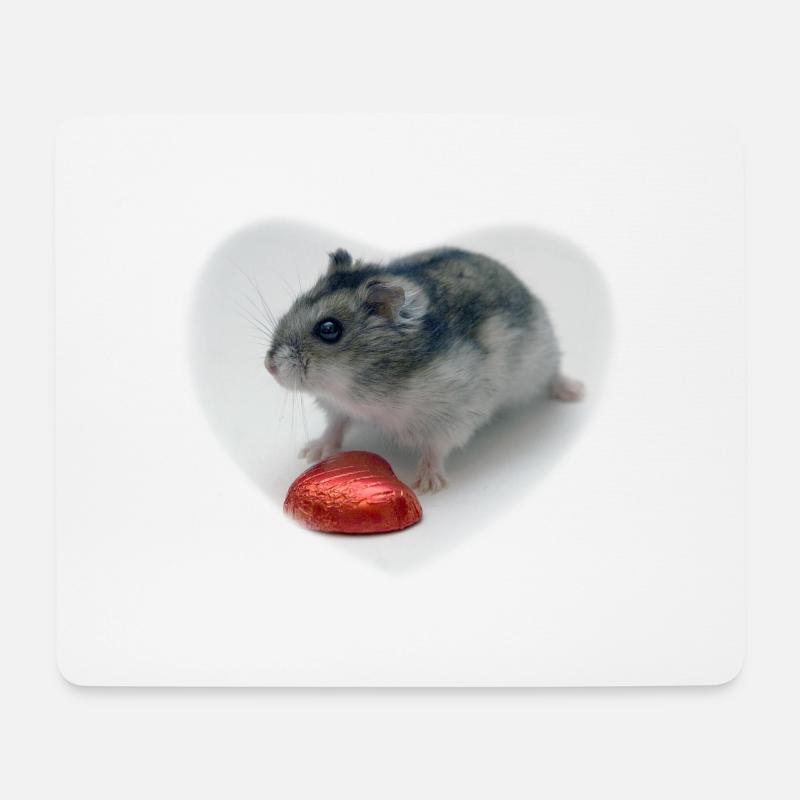 Hamster Herz - Mousepad (Querformat) - Weiß