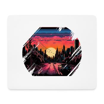 New York City Skyline Sonnenuntergang Hitze - Mousepad (Querformat) - Weiß - Vorne