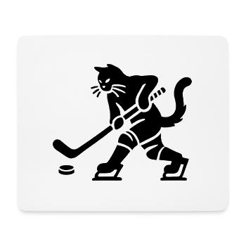 Katze Eishockey Minimalistisch Silhouette Spieler - Mousepad (Querformat) - Weiß - Vorne