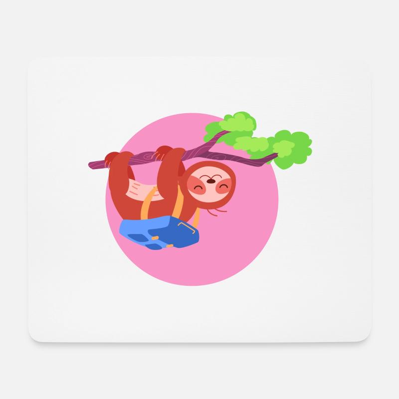 Faultier rosa - Mousepad (Querformat) - Weiß