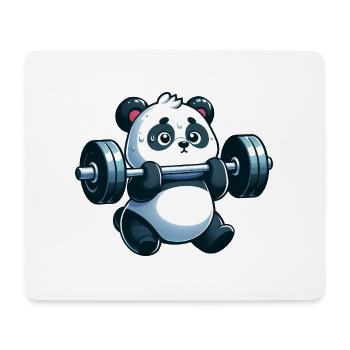 Panda Langhantel Training Cartoon Fitness - Mousepad (Querformat) - Weiß - Vorne