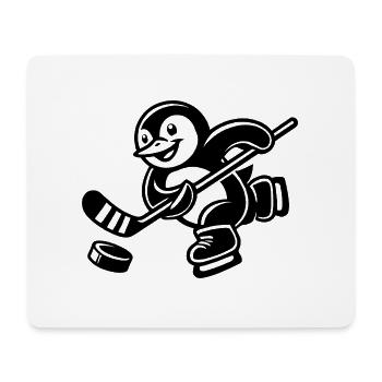 Cute Penguin Hockey Player Silhouette - Mouse Pad (horizontal) - white - Front