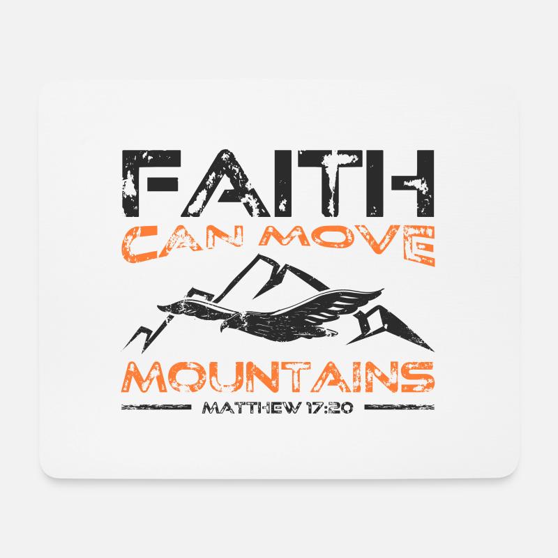 Faith can move Mountains, christliches Geschenk. - Mousepad (Querformat) - Weiß