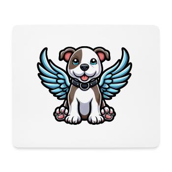Mignon pitbull avec des ailes d’ange dessin animé - Tapis de souris (format paysage) - blanc - Devant