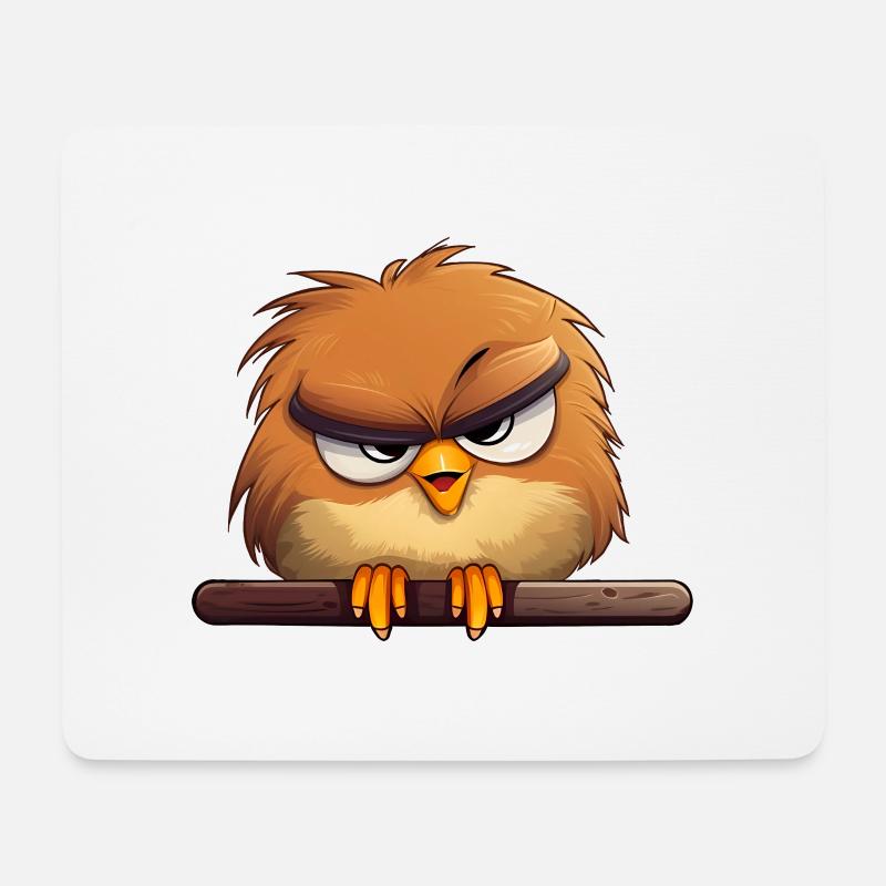 Really? Vogel mit bösem Blick - Mousepad (Querformat) - Weiß