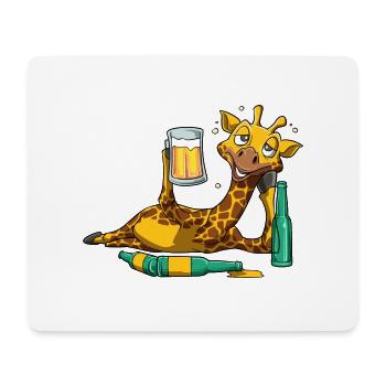 Lustige Giraffe trinkt Bier - Mousepad (Querformat) - Weiß - Vorne