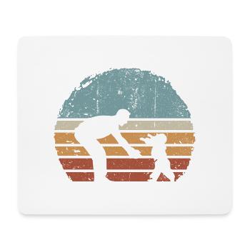 Sonnenuntergang Eltern- und Kind-Silhouette - Mousepad (Querformat) - Weiß - Vorne