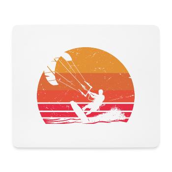 Sonnenuntergang Kitesurfen Silhouette Design - Mousepad (Querformat) - Weiß - Vorne