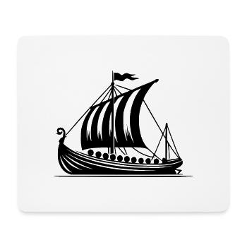Drachenboot Wikinger Style Segel Design - Mousepad (Querformat) - Weiß - Vorne
