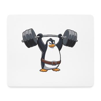 Strong Penguin Workout Dumbbell Comic Style - Mouse Pad (horizontal) - white - Front