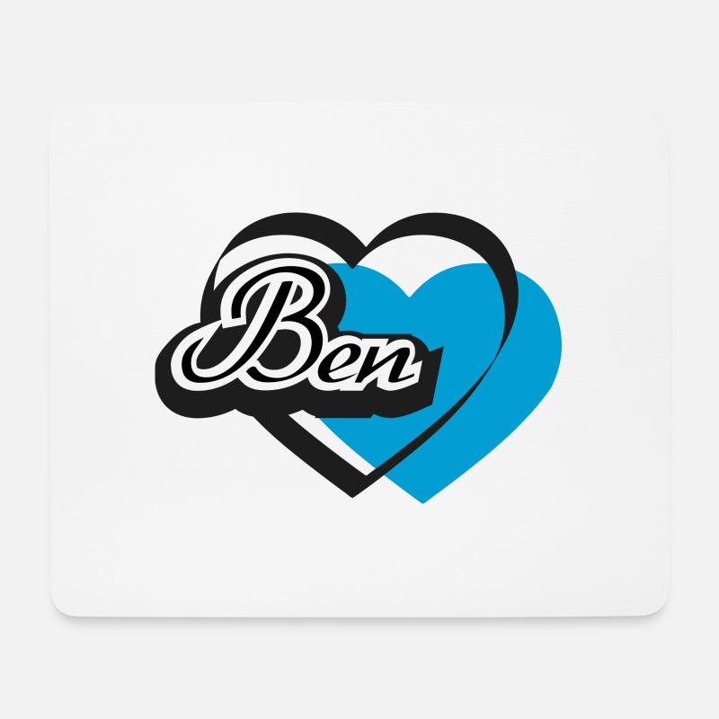 Name Ben Herz - Mousepad (Querformat) - Weiß