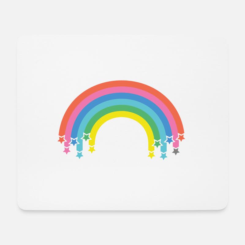 Arc-en-ciel avec étoiles - Tapis de souris (format paysage) - blanc