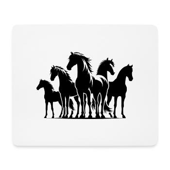 Elegante Pferde mit eleganter wilder Mähne - Mousepad (Querformat) - Weiß - Vorne
