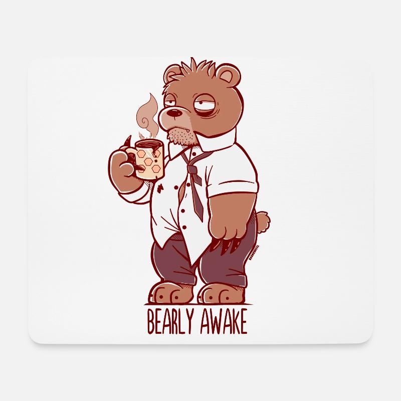 Bärlich wach - Mousepad (Querformat) - Weiß