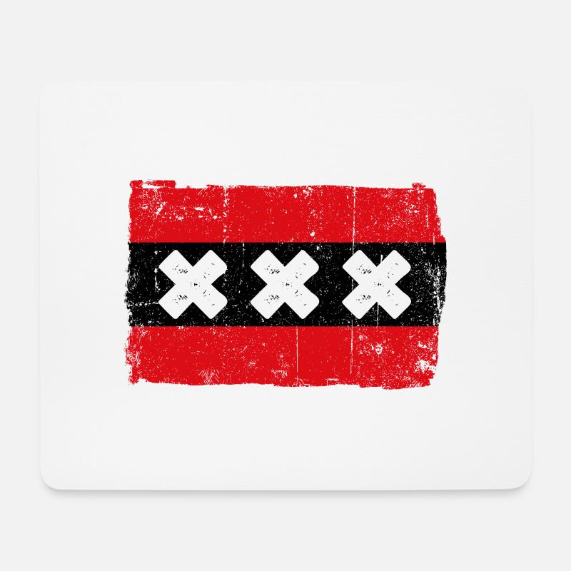 Red Stripe Flag with White Xs - Mouse Pad (horizontal) - white