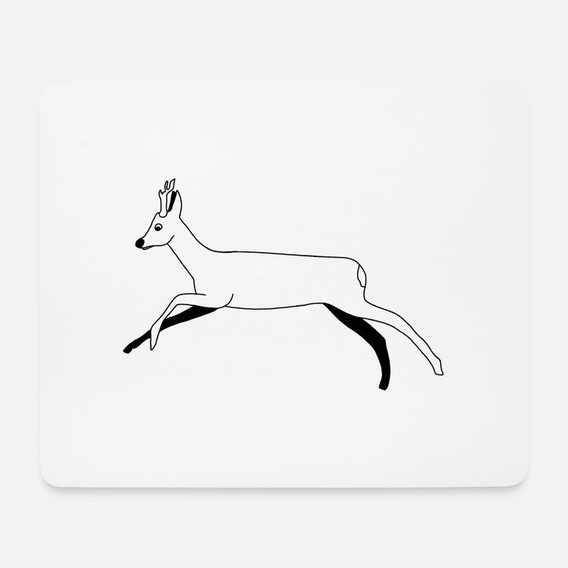 Deer / Roebuck - black and white graphic - Mouse Pad (horizontal) - white