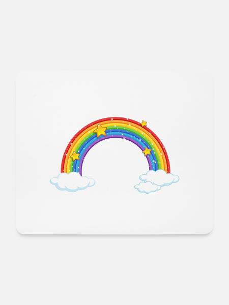 Heller Cartoon Regenbogen mit Wolken - Mousepad (Querformat) - Weiß
