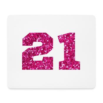 Number 21 Pink Glitter - 21st Birthday - Mouse Pad (horizontal) - white - Front