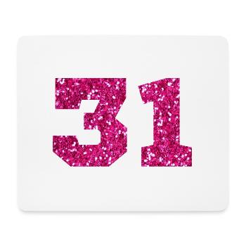 Numéro 31 paillettes rose - 31e anniversaire - Tapis de souris (format paysage) - blanc - Devant
