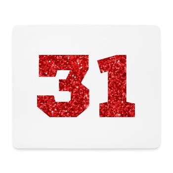 Number 31 Red Glitter - 31st Anniversary - Mouse Pad (horizontal) - white - Front