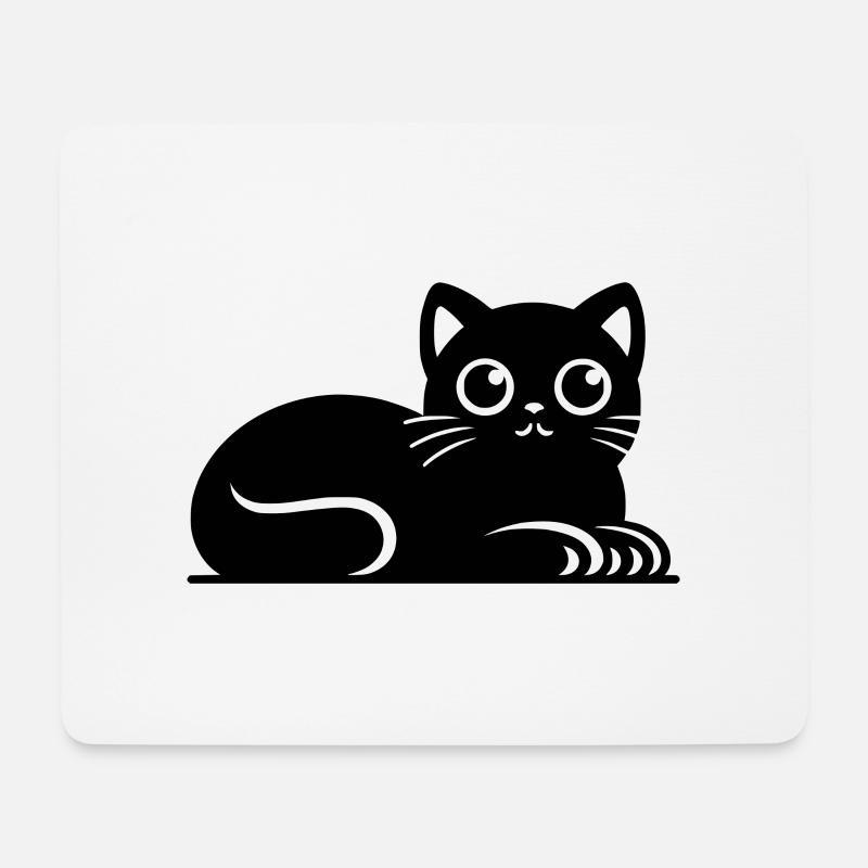 Kleine dicke Katze Zeichnung - Mousepad (Querformat) - Weiß