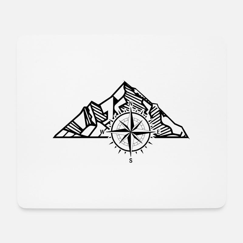 Kompass - Berg - (4) - Mousepad (Querformat) - Weiß