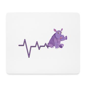 Lila Rhino Herzschlag Design - Mousepad (Querformat) - Weiß - Vorne