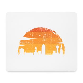 Urbane Sonnenuntergangssilhouette - Mousepad (Querformat) - Weiß - Vorne