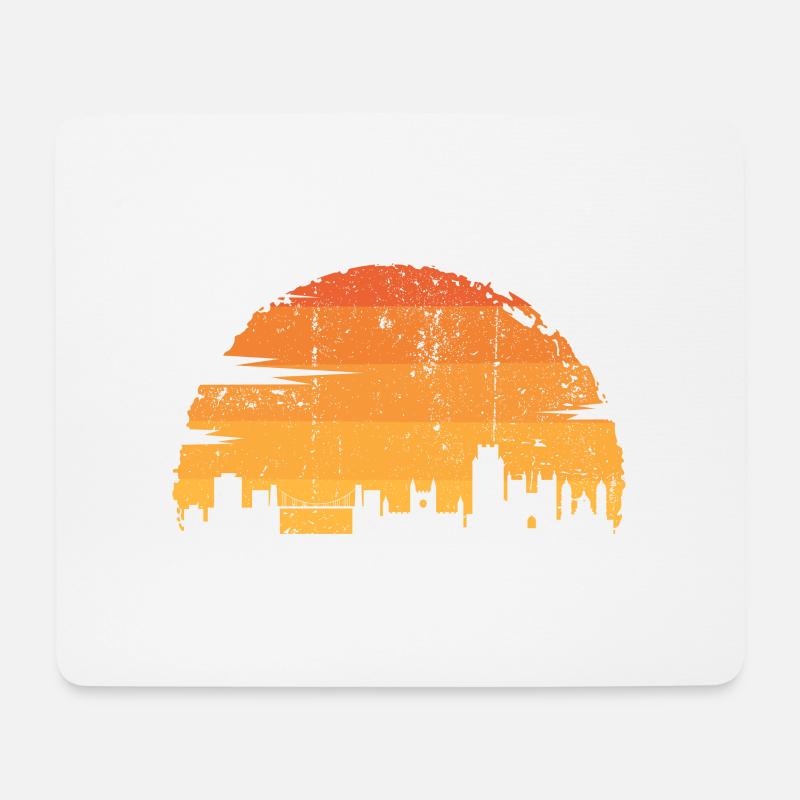 Sunset City Skyline Silhouette - Mousepad (Querformat) - Weiß