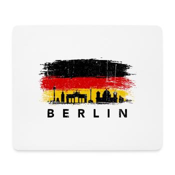 Berliner Skyline auf bemalter Flagge - Mousepad (Querformat) - Weiß - Vorne
