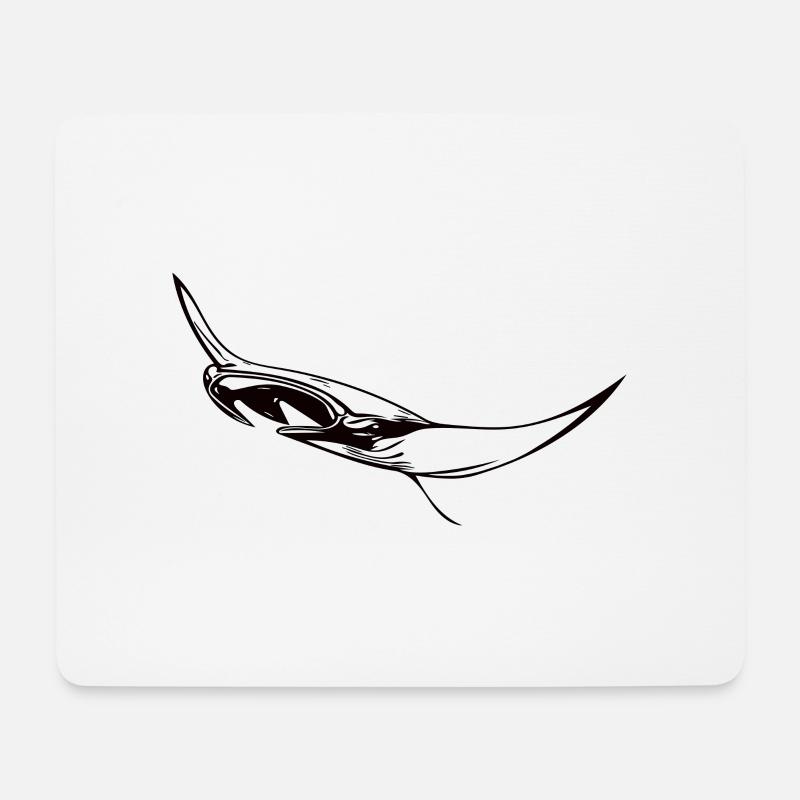 Eleganter schwimmender Mantarochen - Mousepad (Querformat) - Weiß