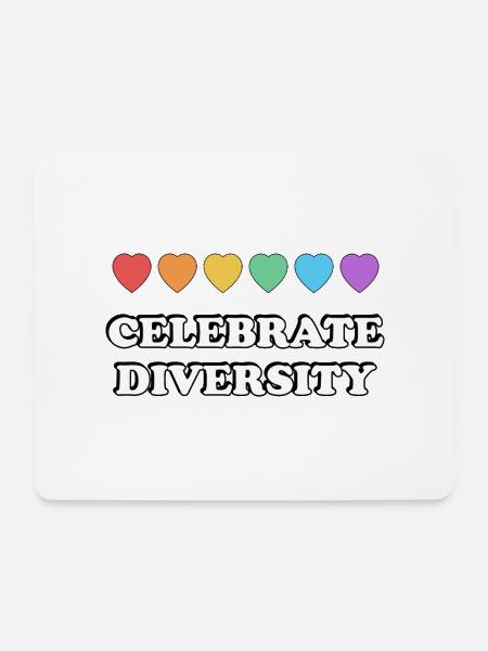 Feiern Sie die Vielfalt Rainbow Hearts - Mousepad (Querformat) - Weiß