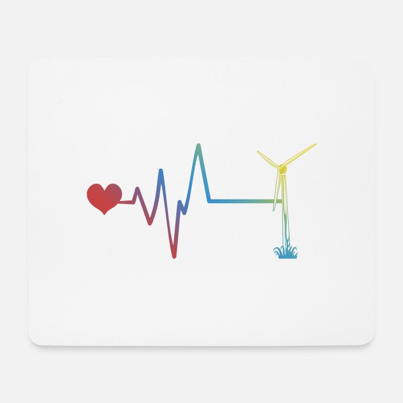 Windrad Puls Herzschlag Energie - Mousepad (Querformat) - Weiß