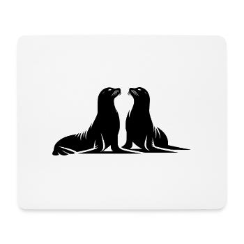 Niedliche Seehunde am Meeresstrand - Mousepad (Querformat) - Weiß - Vorne