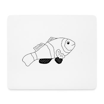 Clownfish - Graphic black and white - Mouse Pad (horizontal) - white - Front