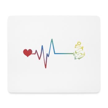 Anker Tattoo Puls Herzschlag - Mousepad (Querformat) - Weiß - Vorne