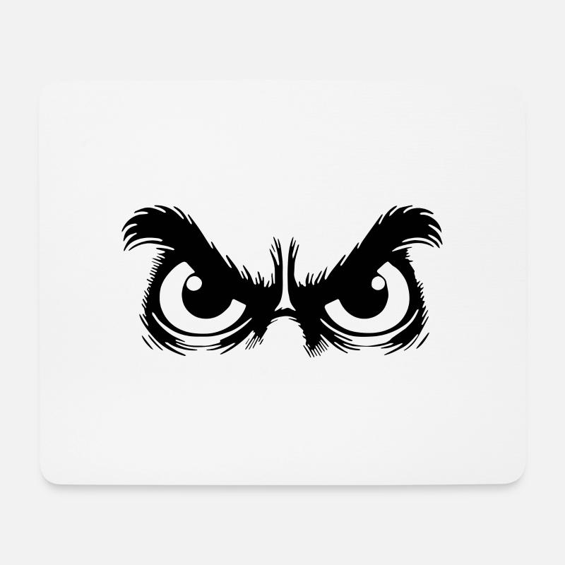Eulen Augen mit sturem Blick - Mousepad (Querformat) - Weiß