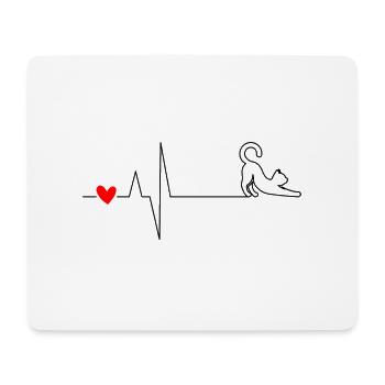 Rotes Herz Minimal auf schwarzem Canvas - Mousepad (Querformat) - Weiß - Vorne