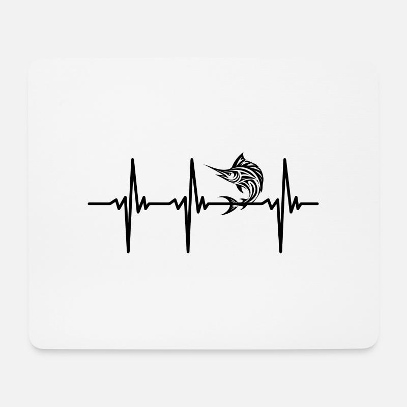 Herzschlag für Marline Schwertfische - Mousepad (Querformat) - Weiß