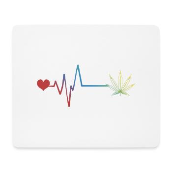 Hanf Blatt Puls Herzschlag Cannabis - Mousepad (Querformat) - Weiß - Vorne