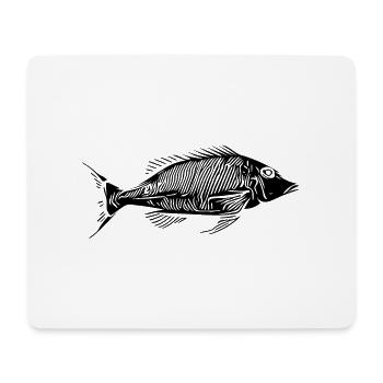 Vintage Fish HerringBone Bony Fish Skeleton - Mouse Pad (horizontal) - white - Front
