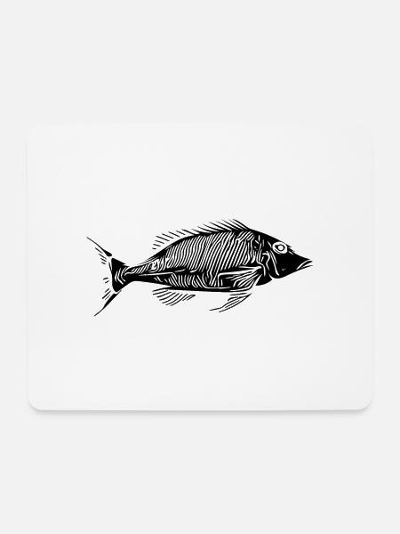 Vintage Fisch Fischgräten Knochenfisch Skelett - Mousepad (Querformat) - Weiß